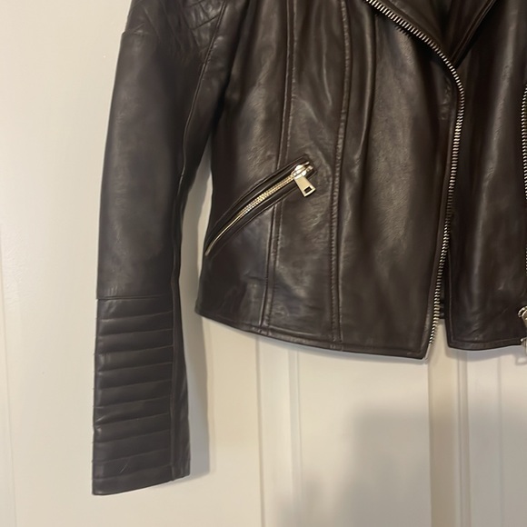 River Island US 6 UK 10 Brown Leather Jacket - Picture 3 of 11